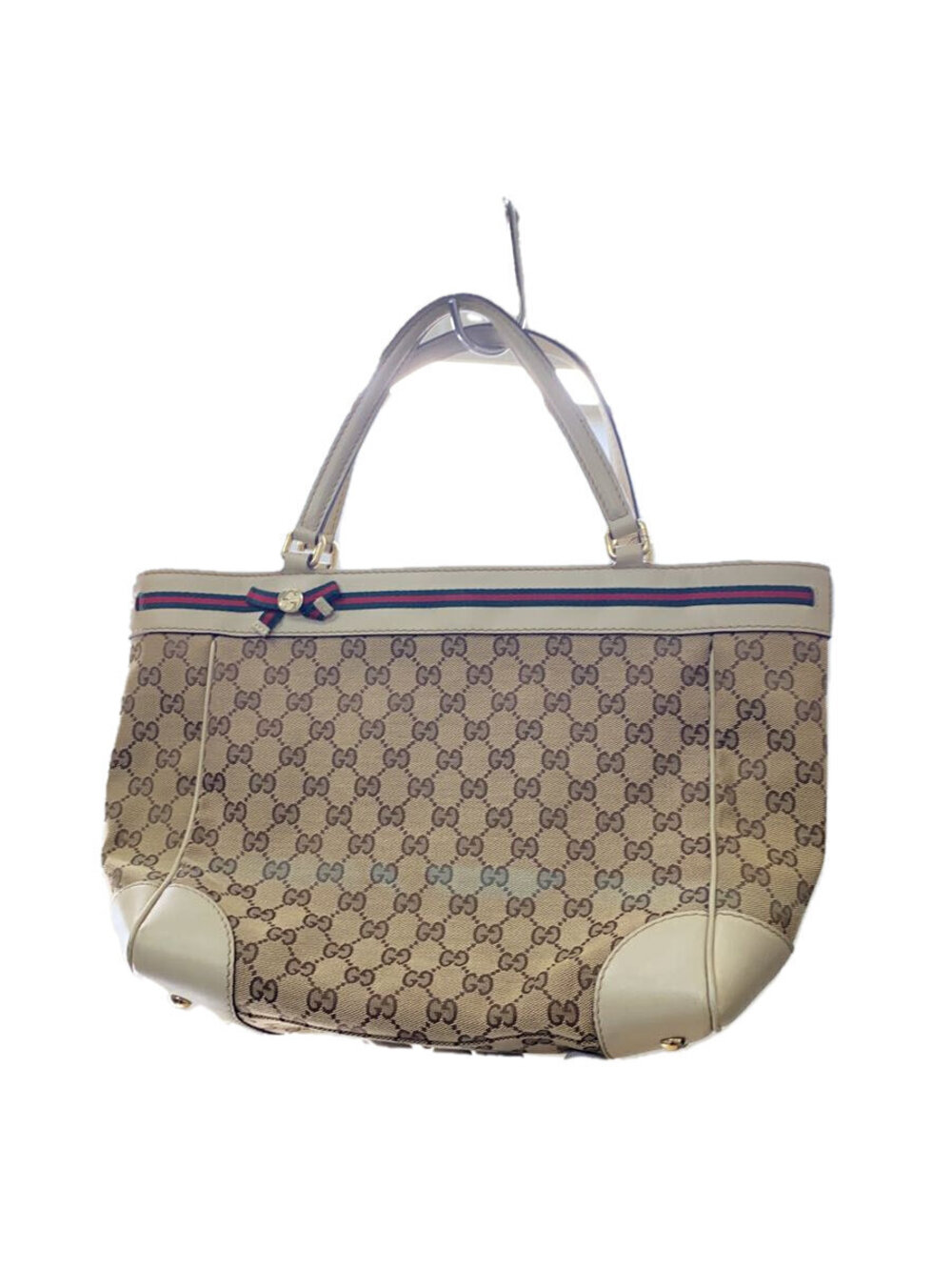 Gucci GG Canvas Web Mayfair Tote signature web stripe bow Brown